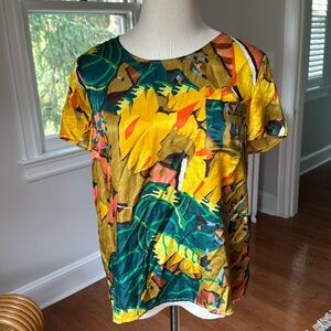 Sezane silk blend printed blouse